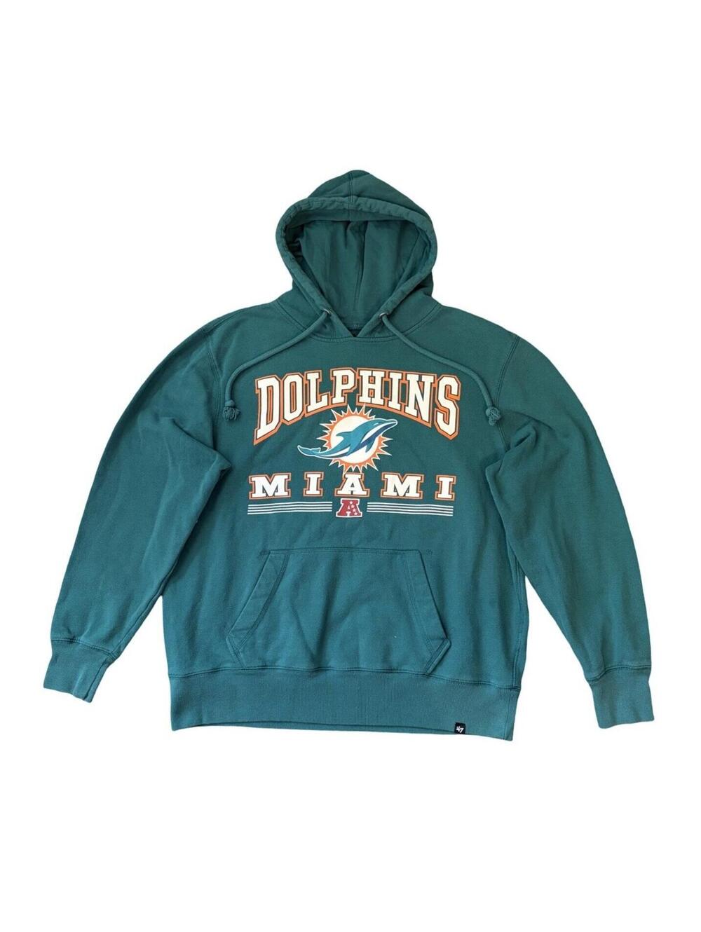 47 Brand Miami Dolphins Hoodie Sweatshirt Mens Size Large Teal Blue NFL Football